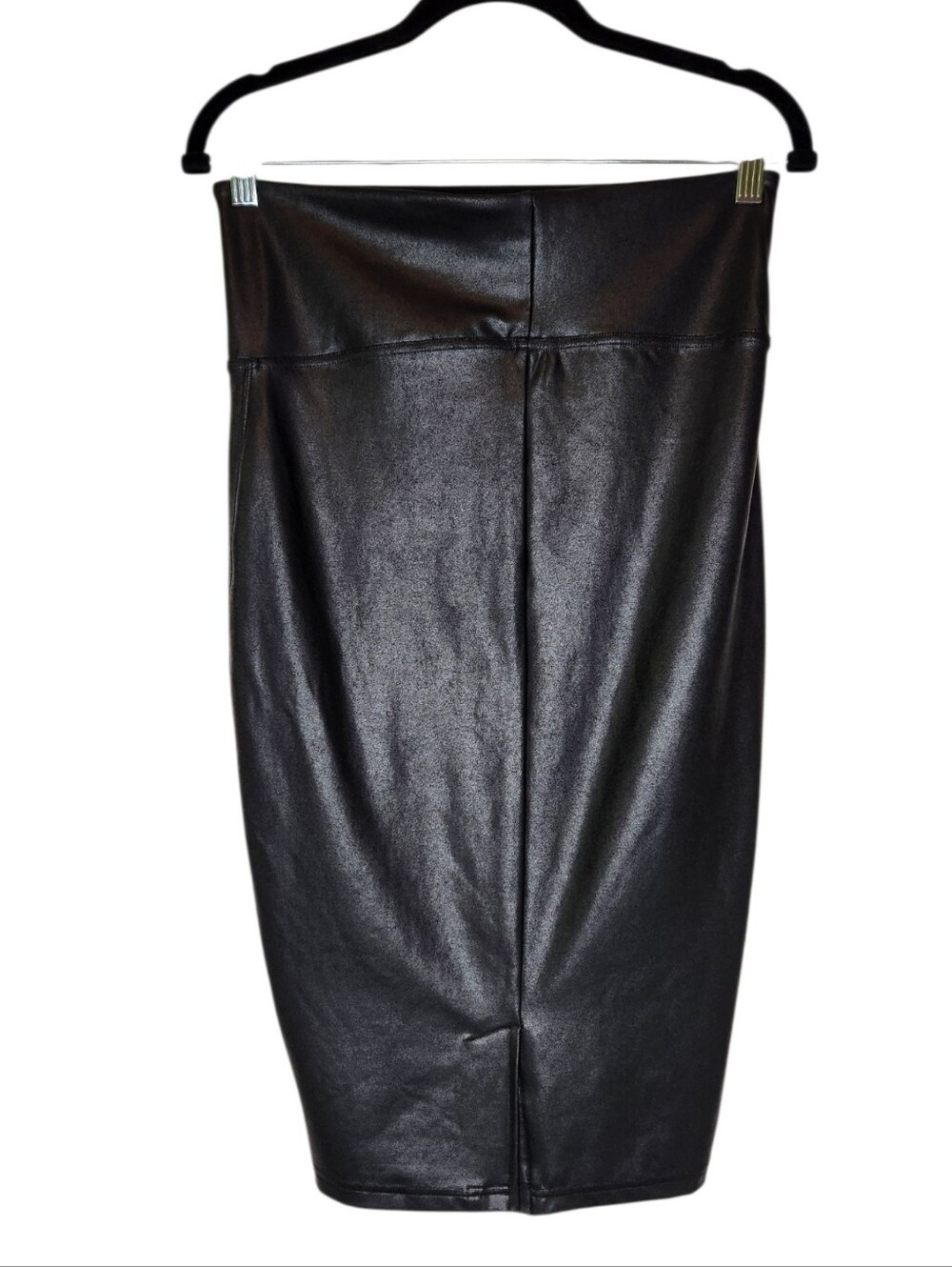 Spanx Faux Leather Pencil Skirt Black Size Large - Picture 2 of 5